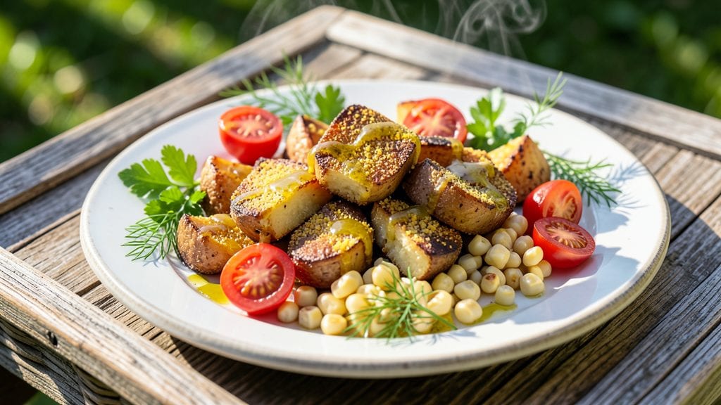Picnic Potatoes Recipe: Crispy Cornmeal Crust With Herby Lemon Zing